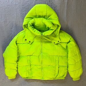 Lucky Brand Neon Green Hooded Puffer